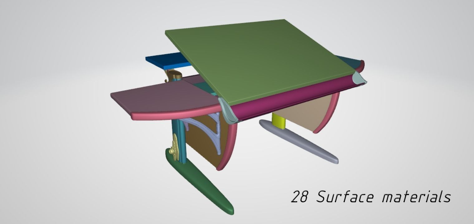Nabis School desk Low-poly 3D model_6
