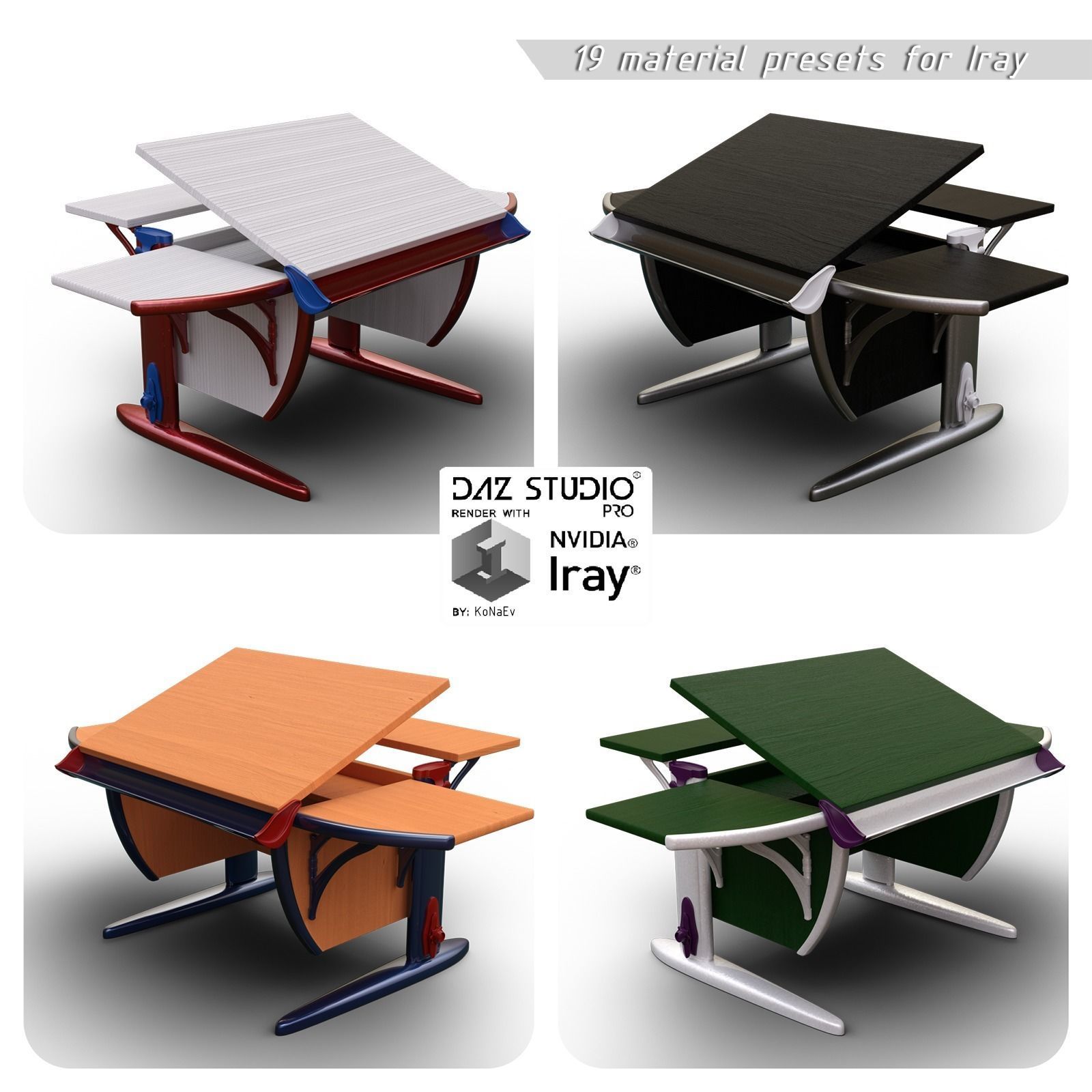 Nabis School desk Low-poly 3D model_4