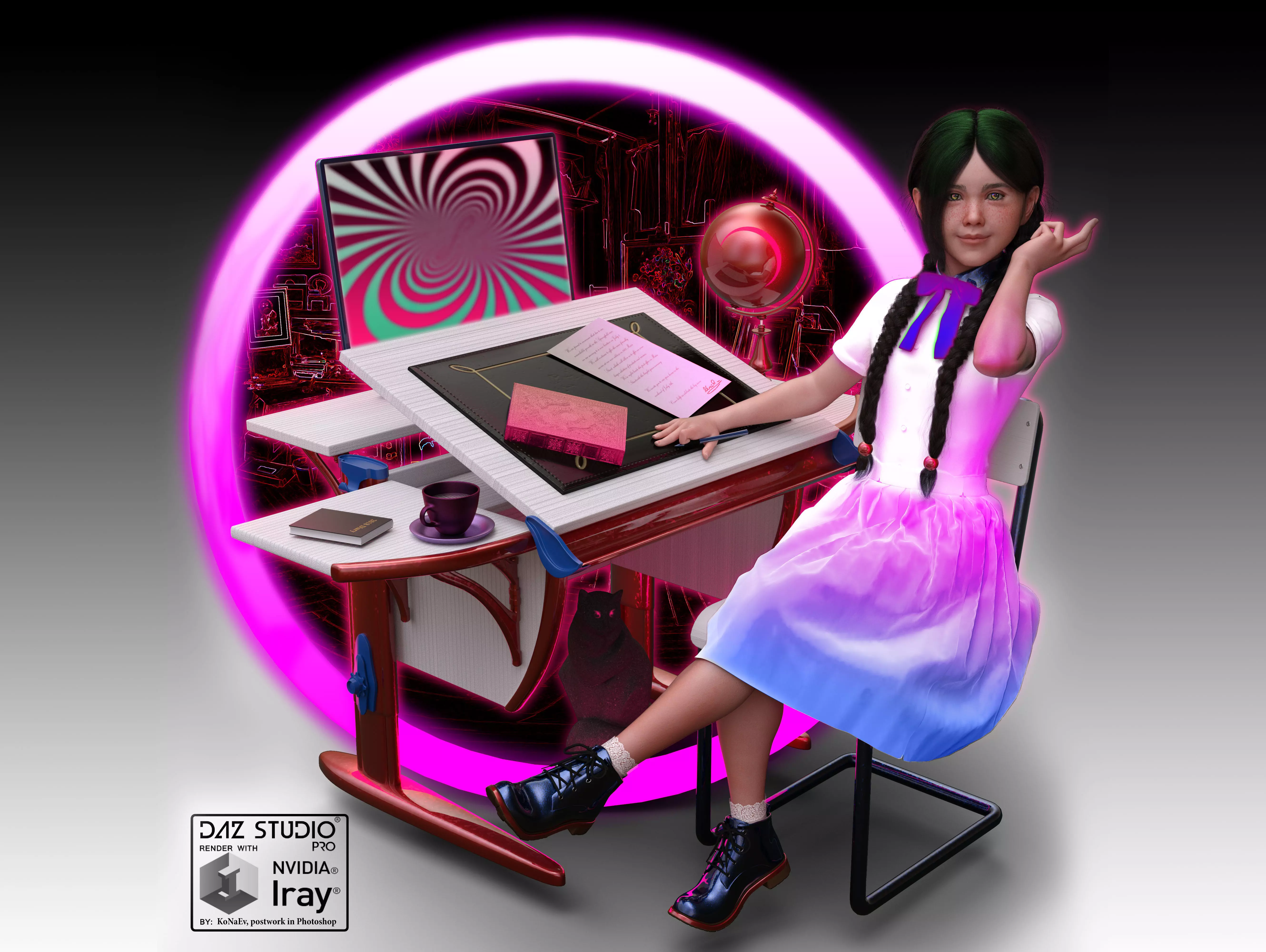 Nabis School desk Low-poly 3D model_0