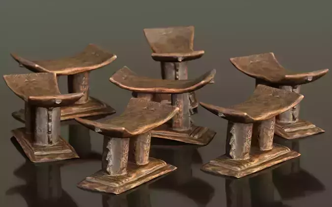 Headrest Africa Wood Furniture Prop 26 Low-poly 3D model