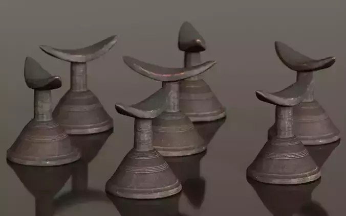 Headrest Africa Wood Furniture Prop 24 Low-poly 3D model