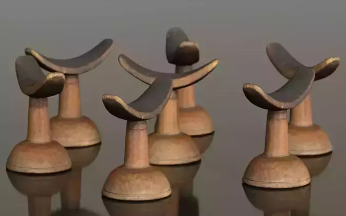 Headrest Africa Wood Furniture Prop 14 Low-poly 3D model