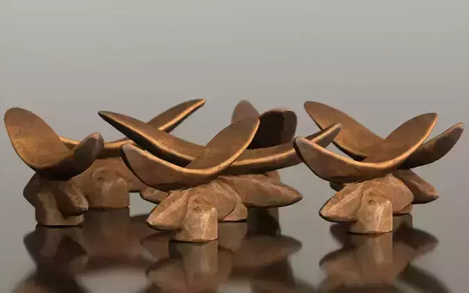 Headrest Africa Wood Furniture Prop 12 Low-poly 3D model