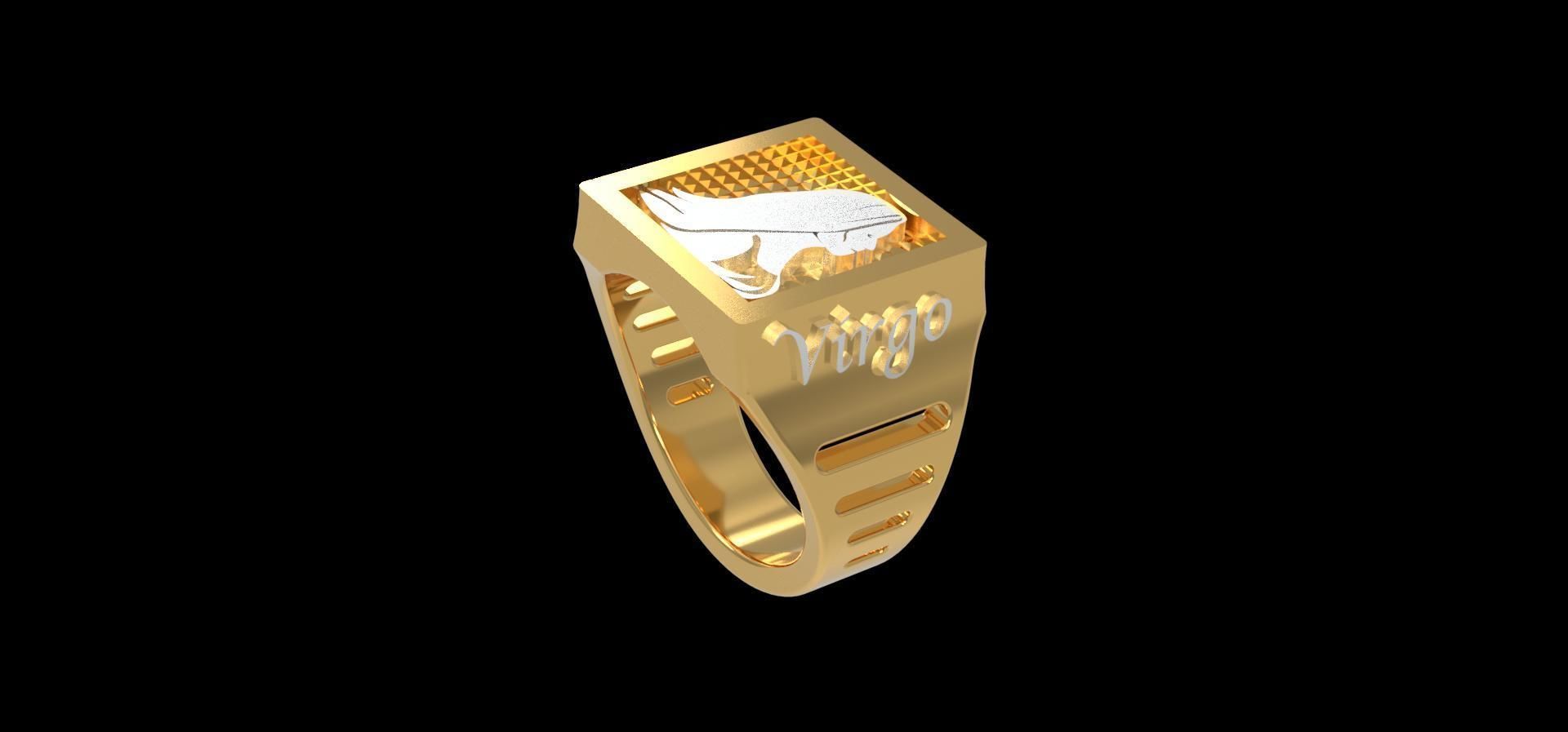 Zodiac VIRGO ring 3D print model_3