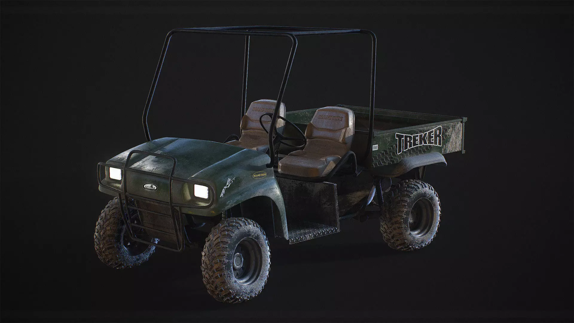 Detailed Game Ready Offroad Golf Cart Low-poly 3D model_0