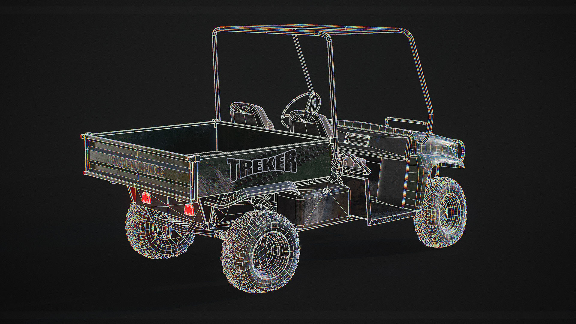 Detailed Game Ready Offroad Golf Cart Low-poly 3D model_5