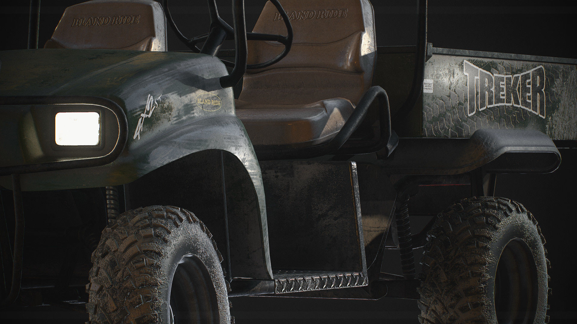 Detailed Game Ready Offroad Golf Cart Low-poly 3D model_4