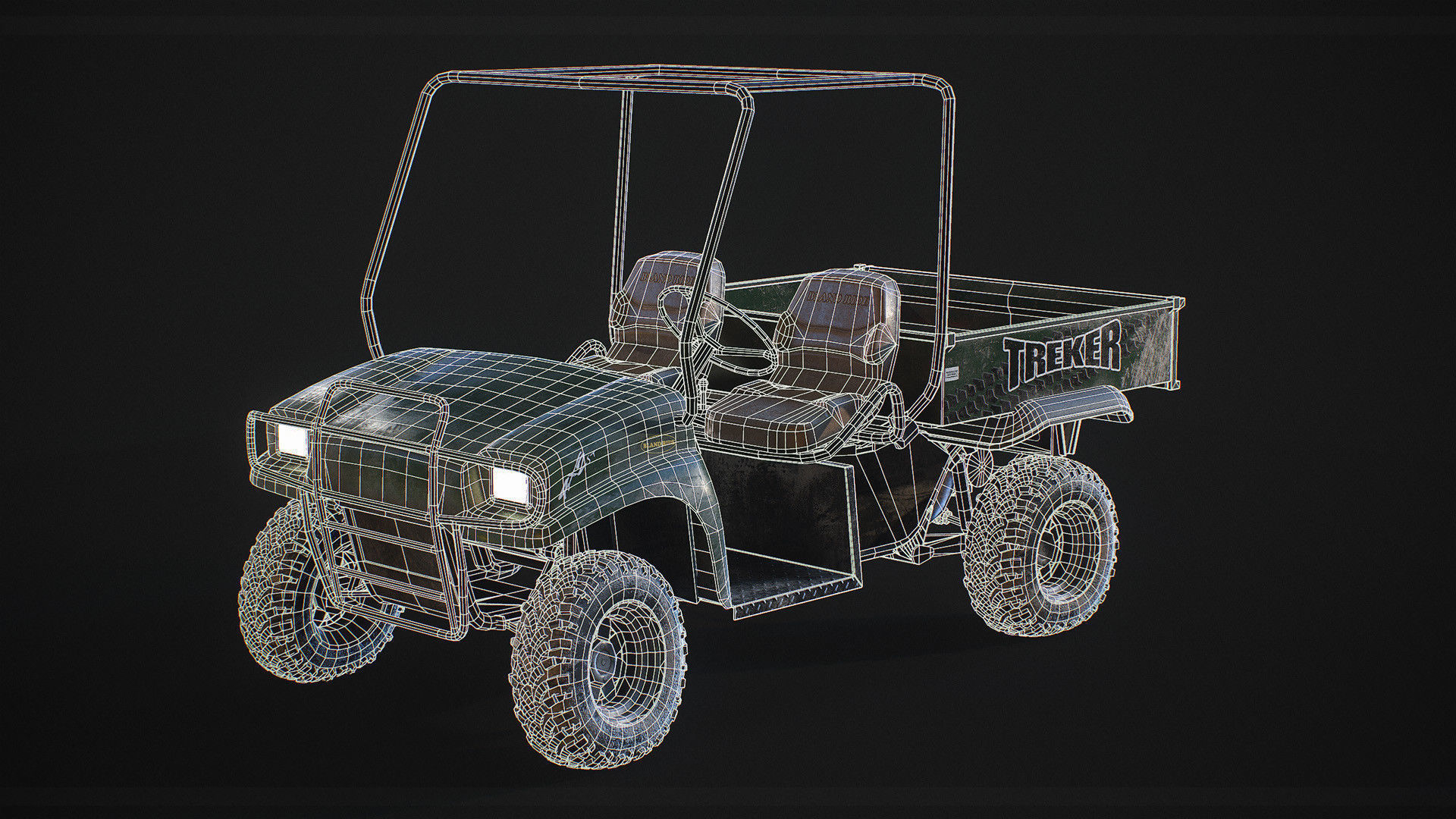 Detailed Game Ready Offroad Golf Cart Low-poly 3D model_6
