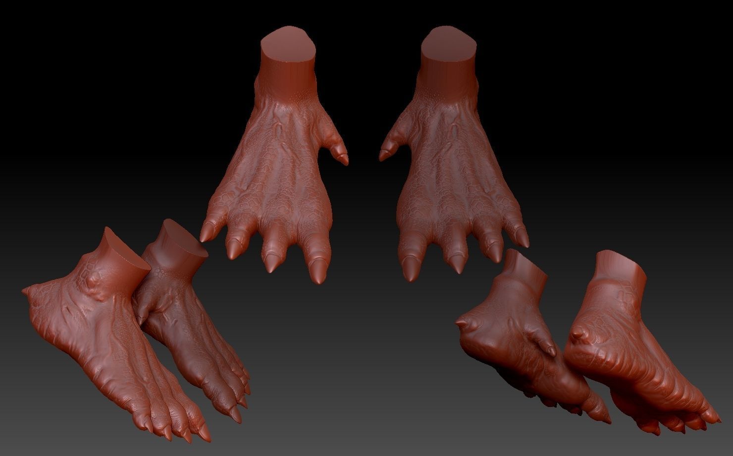Predator inspired feet 3D print model_1