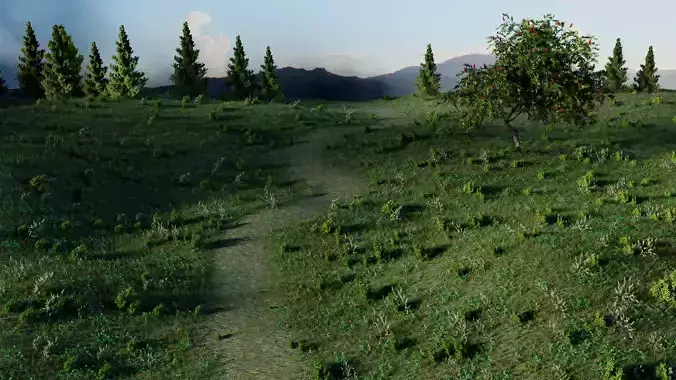 Spring field 3D model Landscape 