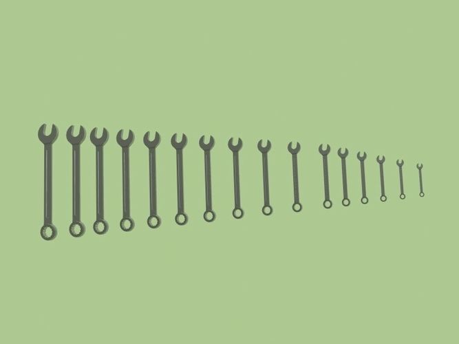 ring-set spanners printable 3D model