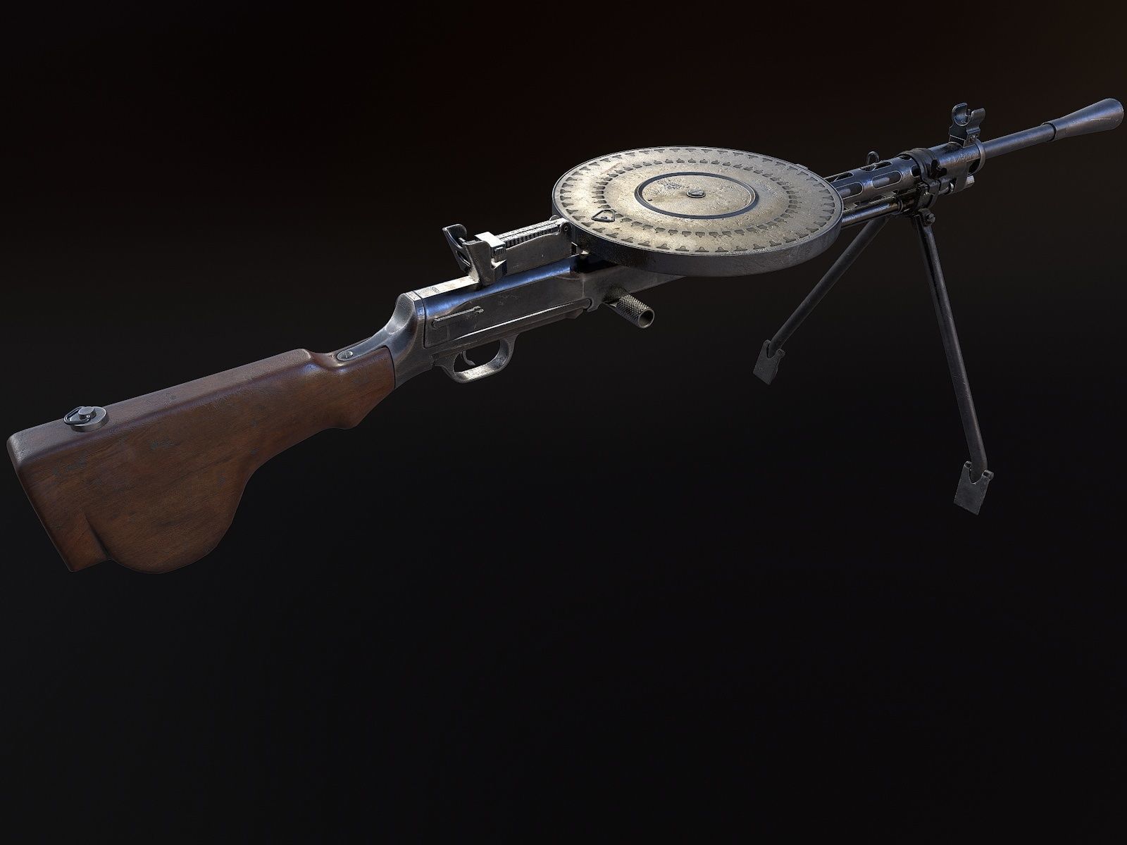 DP-28 Light Machine Gun Low-poly 3D model_4