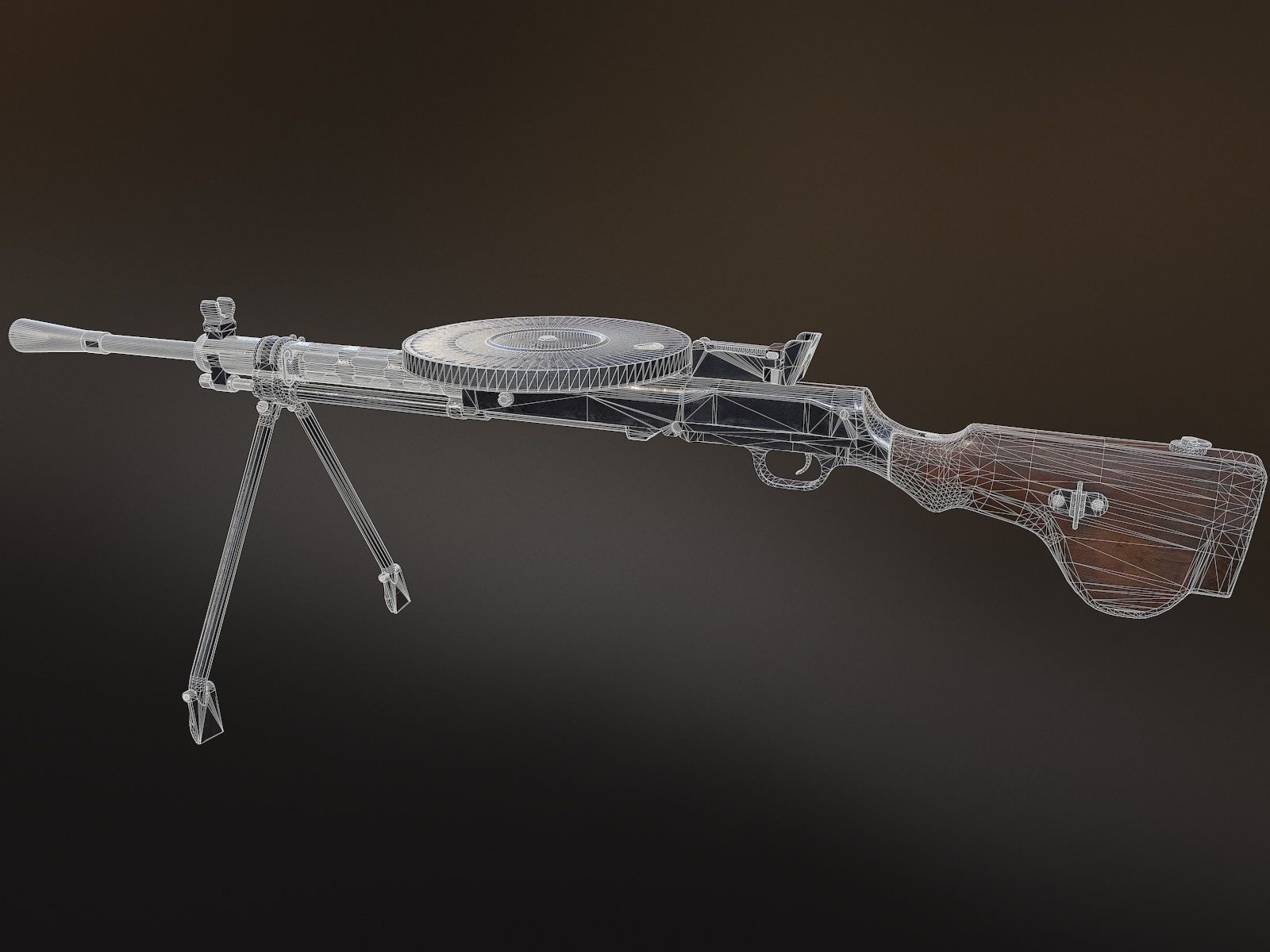 DP-28 Light Machine Gun Low-poly 3D model_15