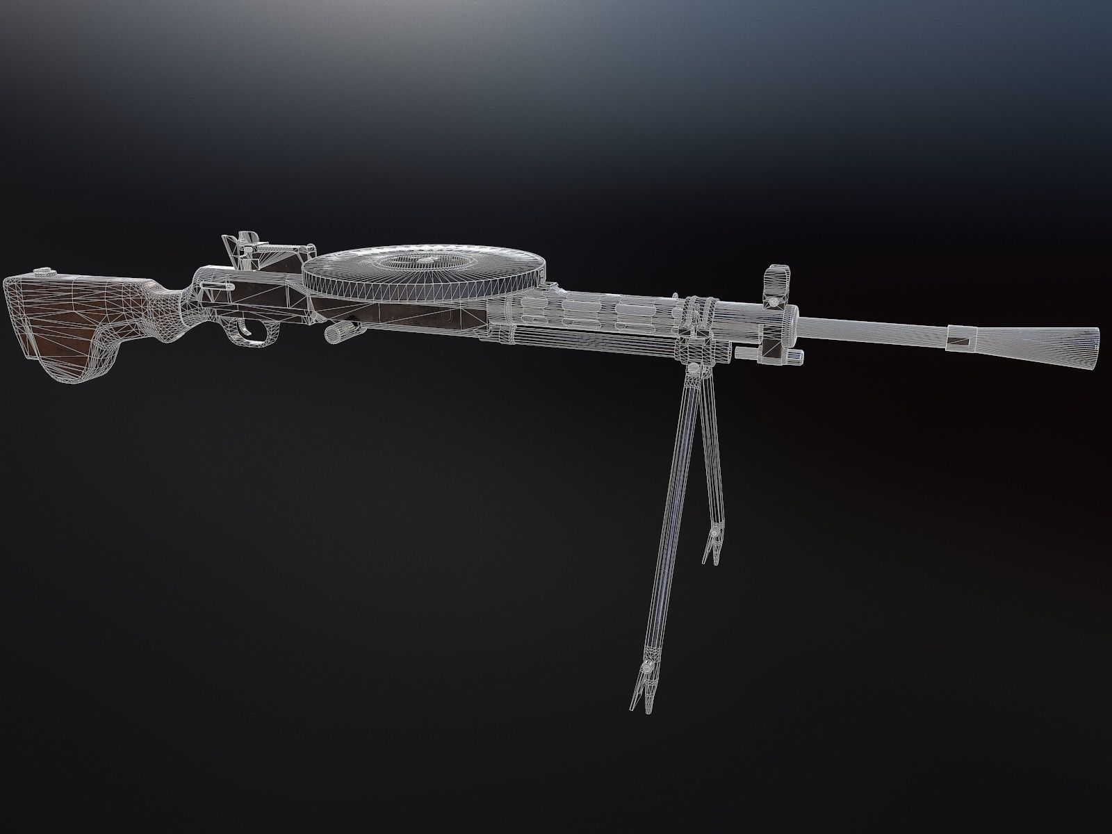 DP-28 Light Machine Gun Low-poly 3D model_16