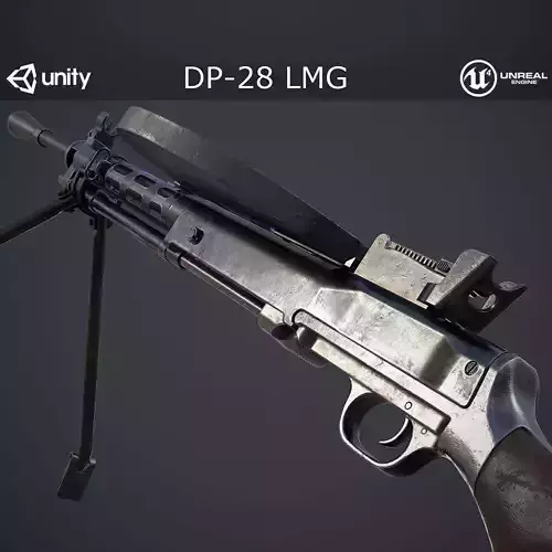 DP-28 Light Machine Gun Low-poly 3D model