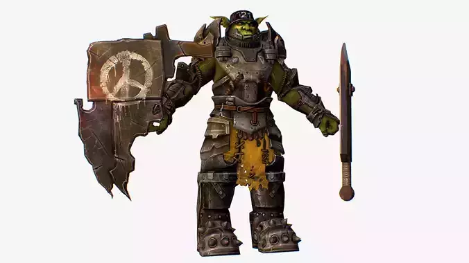 Game Character Armored Military Troll Orc Low-poly 3D model
