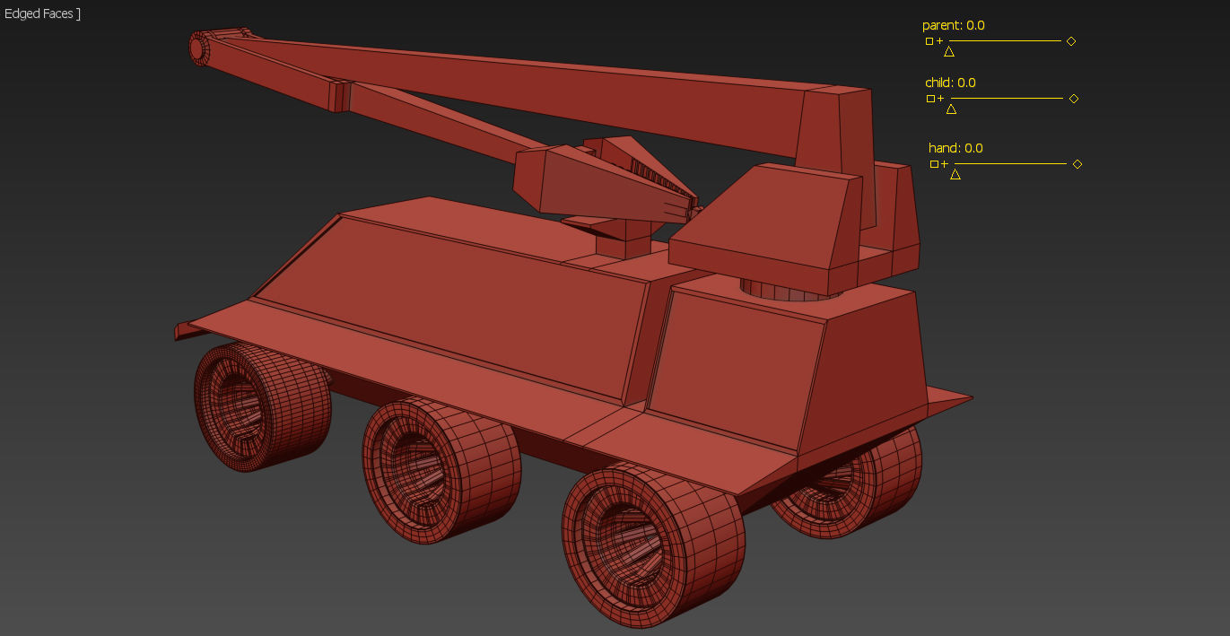 Robot Crane Vehicle Low-poly 3D model_4