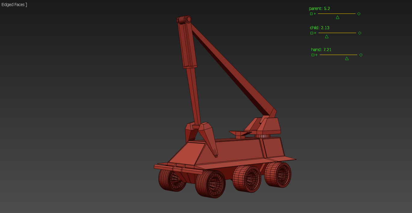 Robot Crane Vehicle Low-poly 3D model_12