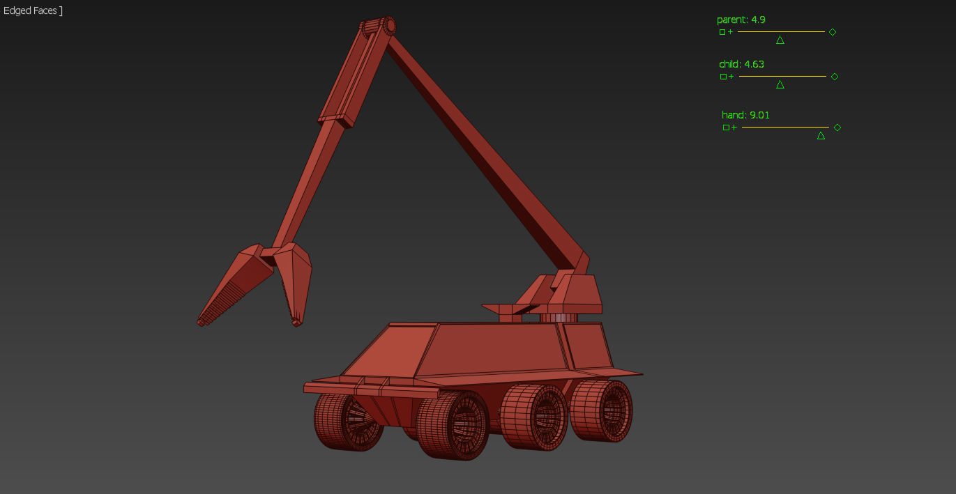 Robot Crane Vehicle Low-poly 3D model_13