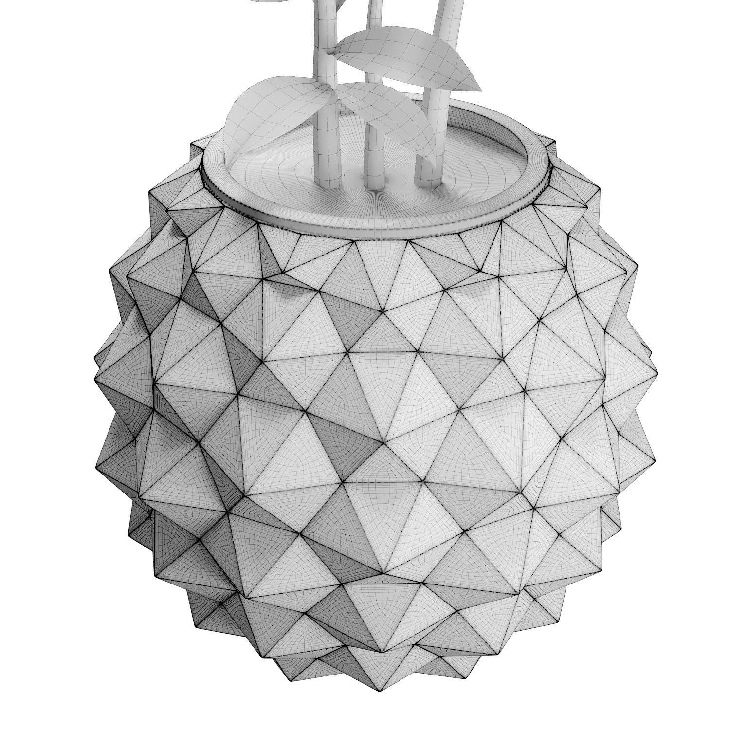 Flower pot with plant 3D model_3