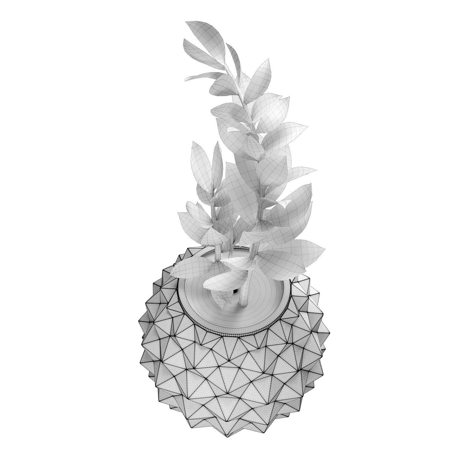 Flower pot with plant 3D model_4