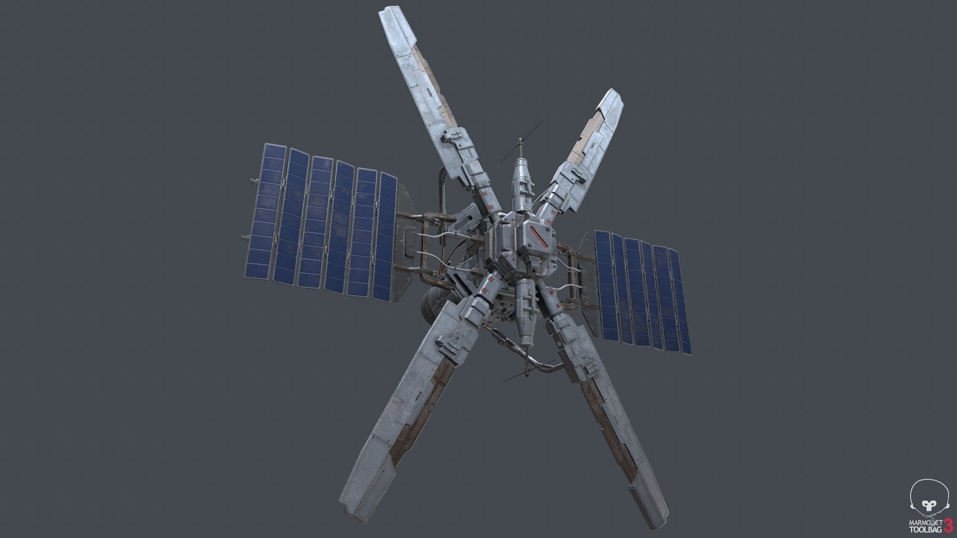 scifi-model529 space station with two propellers 3D model_1