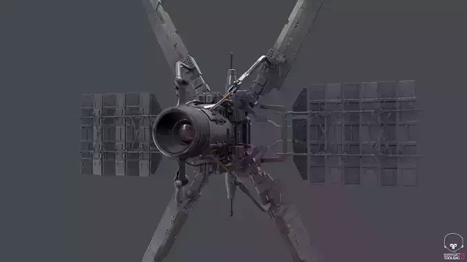 scifi-model529 space station with two propellers 3D model