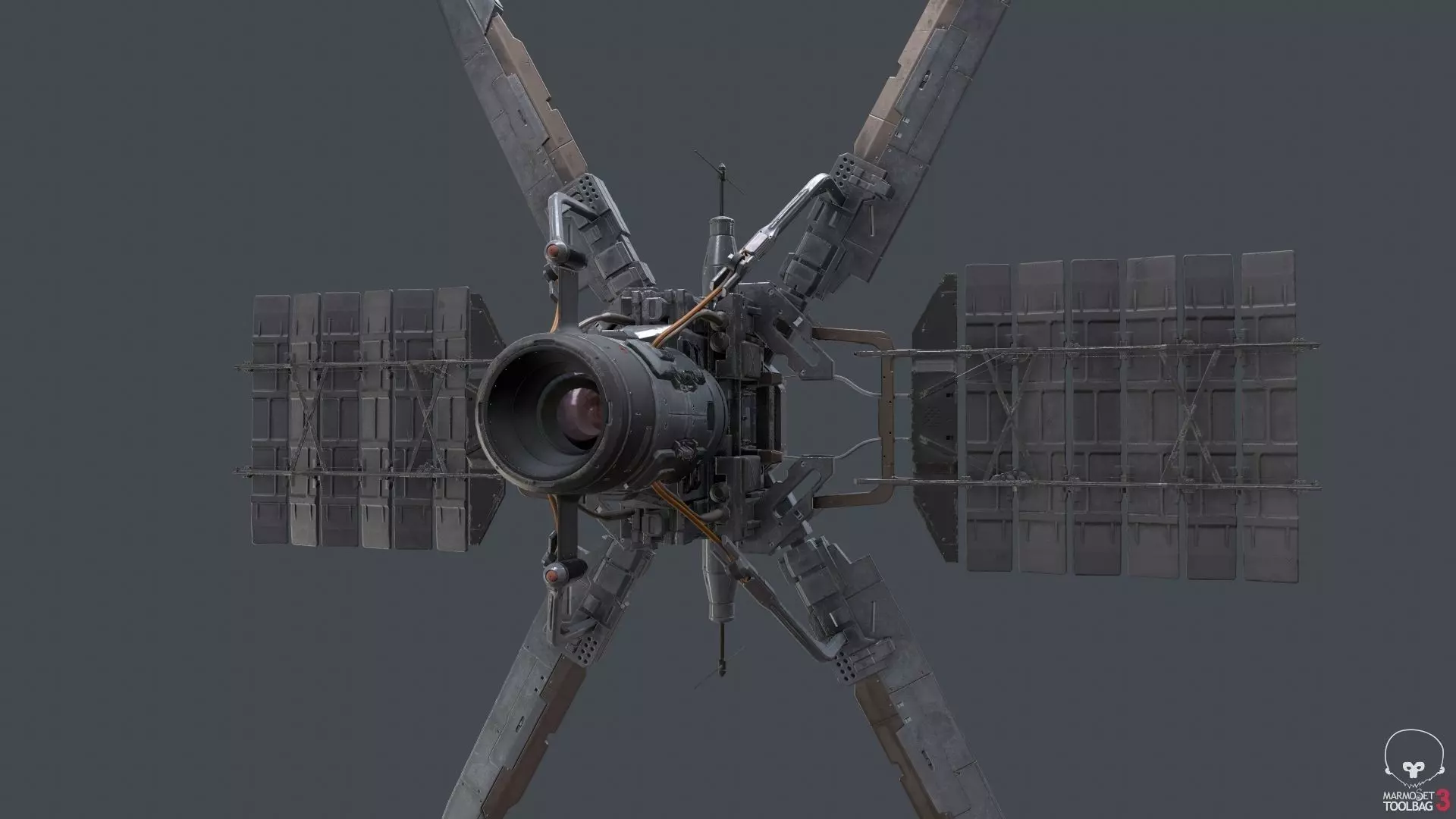 scifi-model529 space station with two propellers 3D model_0