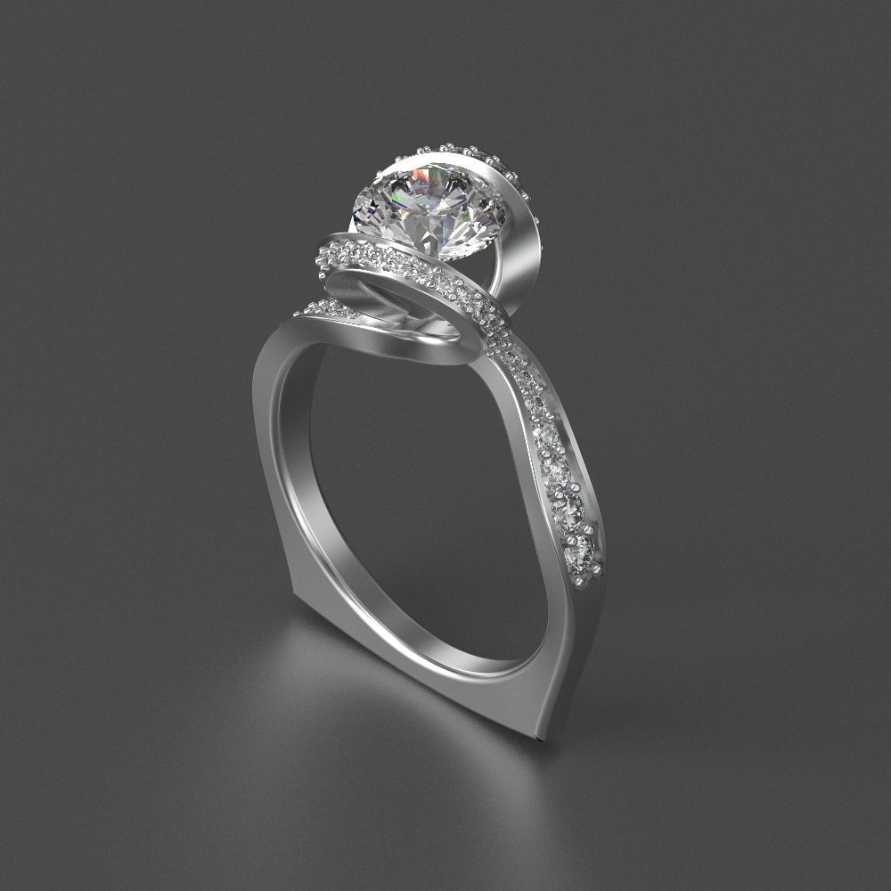 jewelry diamond beautiful ring flower 3d printing model 3D print model_1