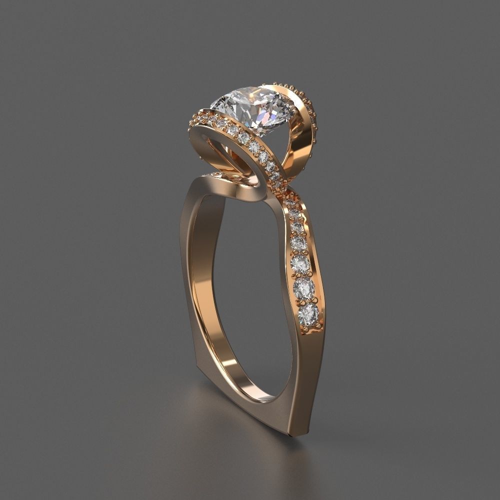 jewelry diamond beautiful ring flower 3d printing model 3D print model_6