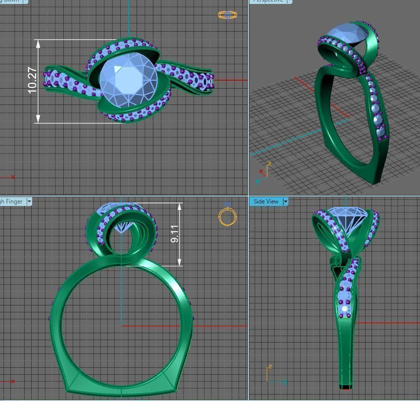 jewelry diamond beautiful ring flower 3d printing model 3D print model_9