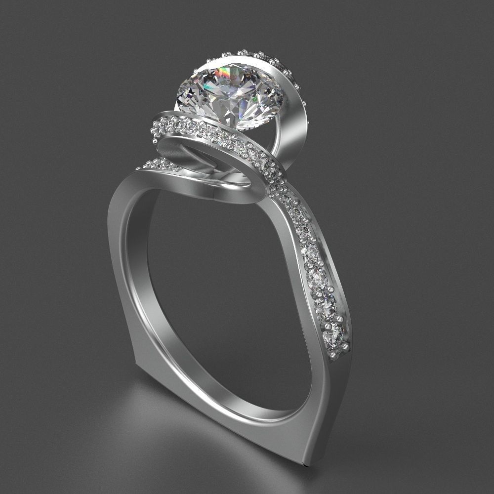 jewelry diamond beautiful ring flower 3d printing model 3D print model_12