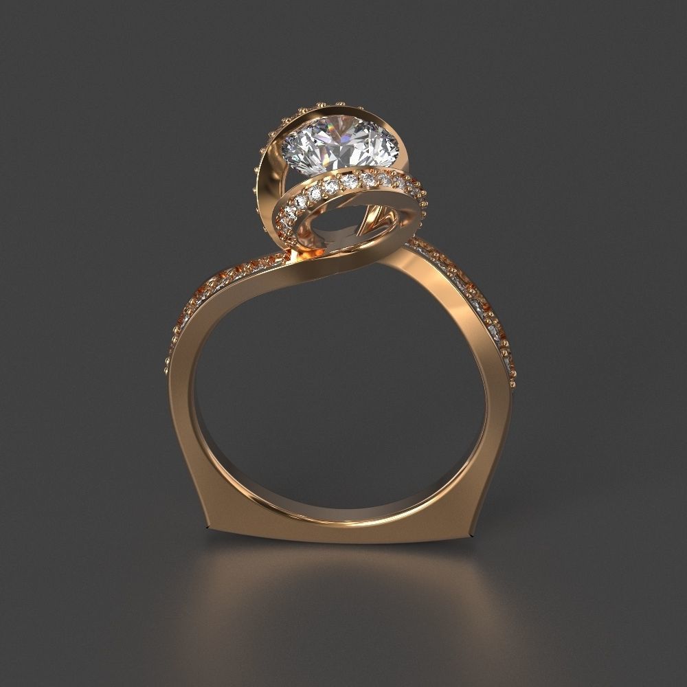 jewelry diamond beautiful ring flower 3d printing model 3D print model_2