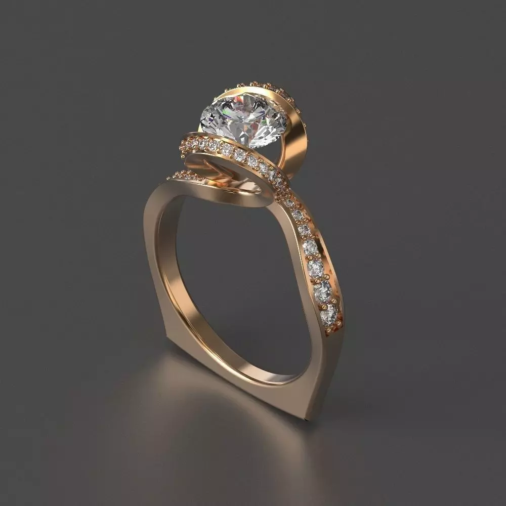 jewelry diamond beautiful ring flower 3d printing model 3D print model_0