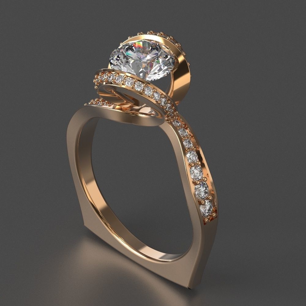 jewelry diamond beautiful ring flower 3d printing model 3D print model_11