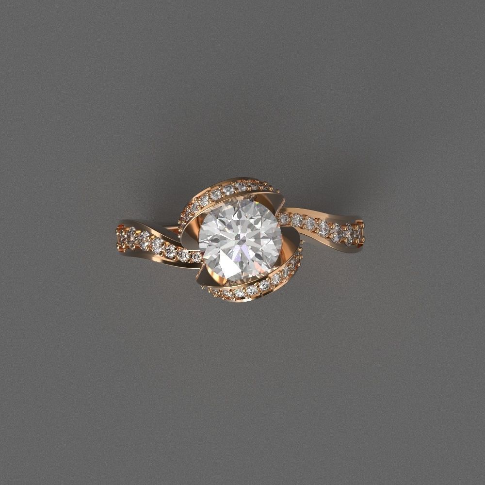 jewelry diamond beautiful ring flower 3d printing model 3D print model_4