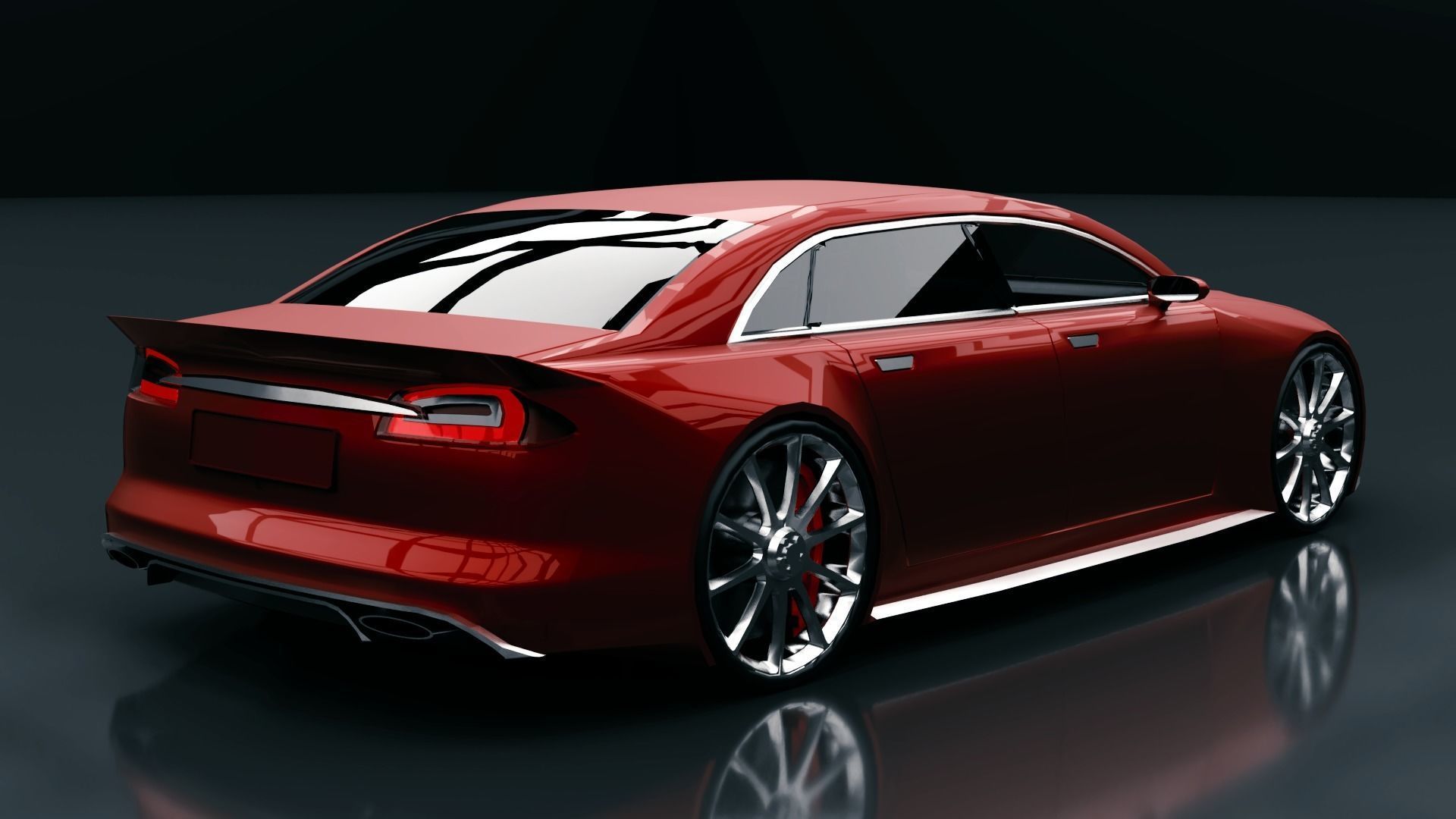 Generic Mid Size 4 Door Sedan Low-poly 3D model_2