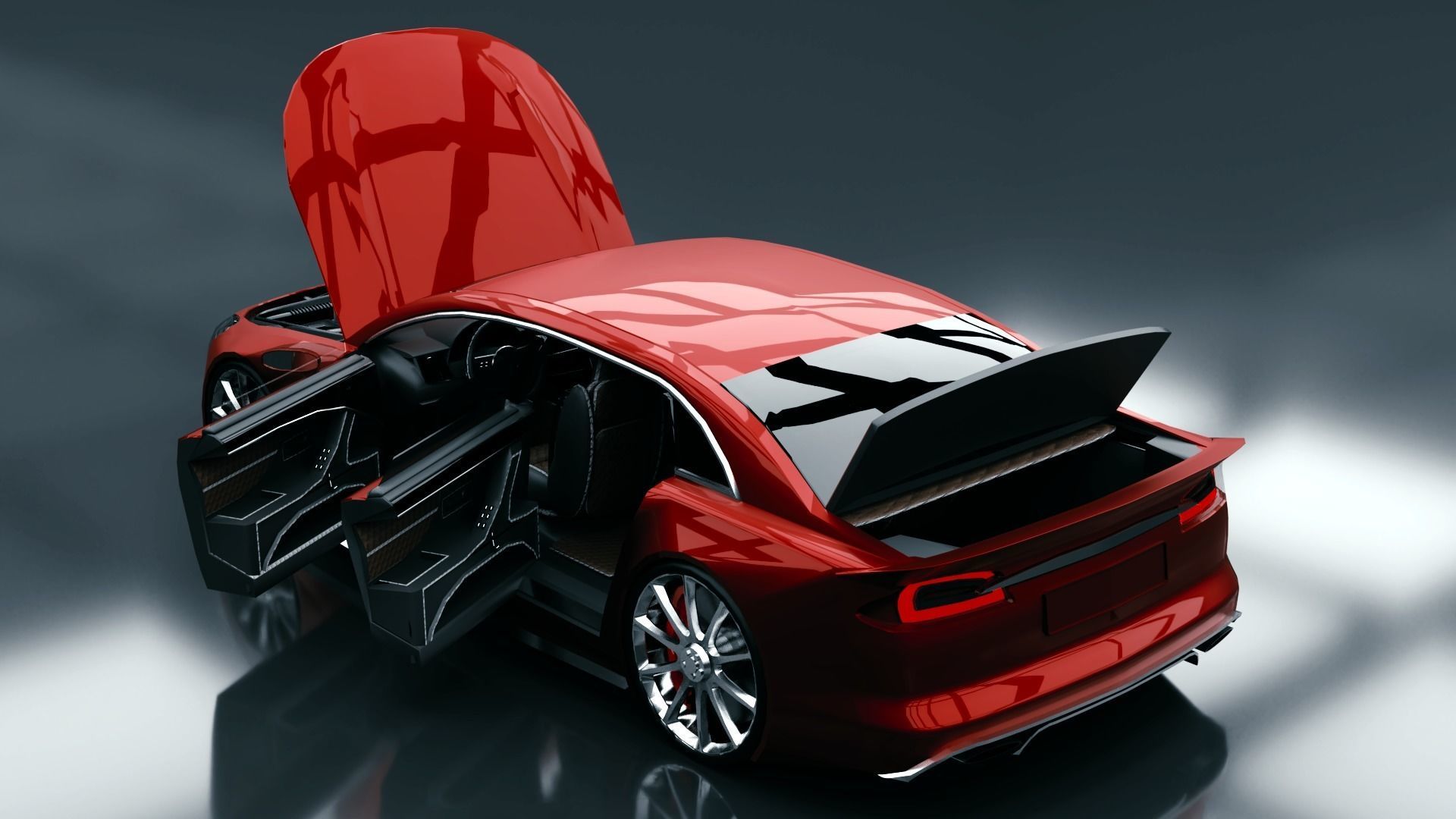 Generic Mid Size 4 Door Sedan Low-poly 3D model_10