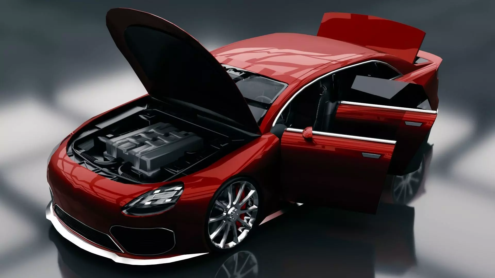 Generic Mid Size 4 Door Sedan Low-poly 3D model_0