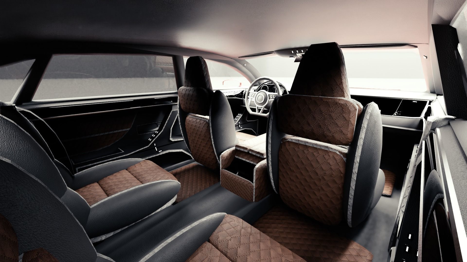 Generic Mid Size 4 Door Sedan Low-poly 3D model_8