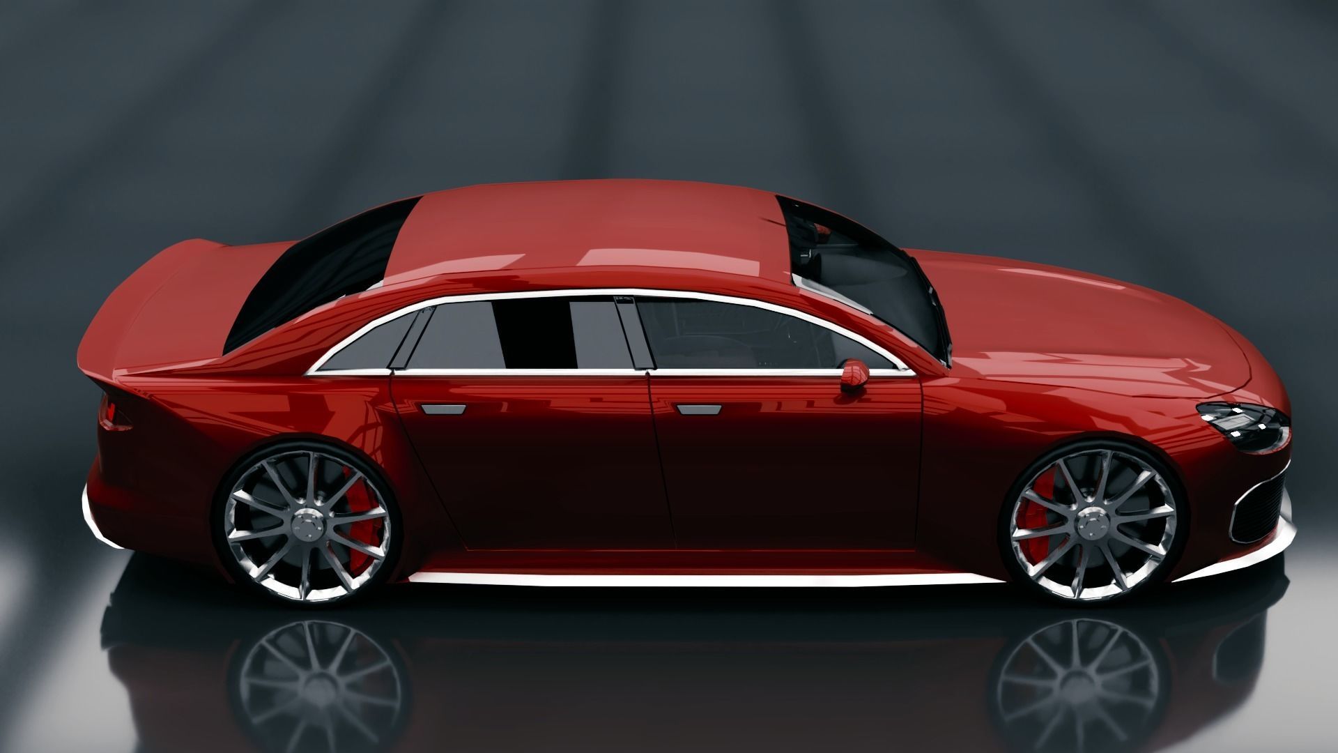 Generic Mid Size 4 Door Sedan Low-poly 3D model_3