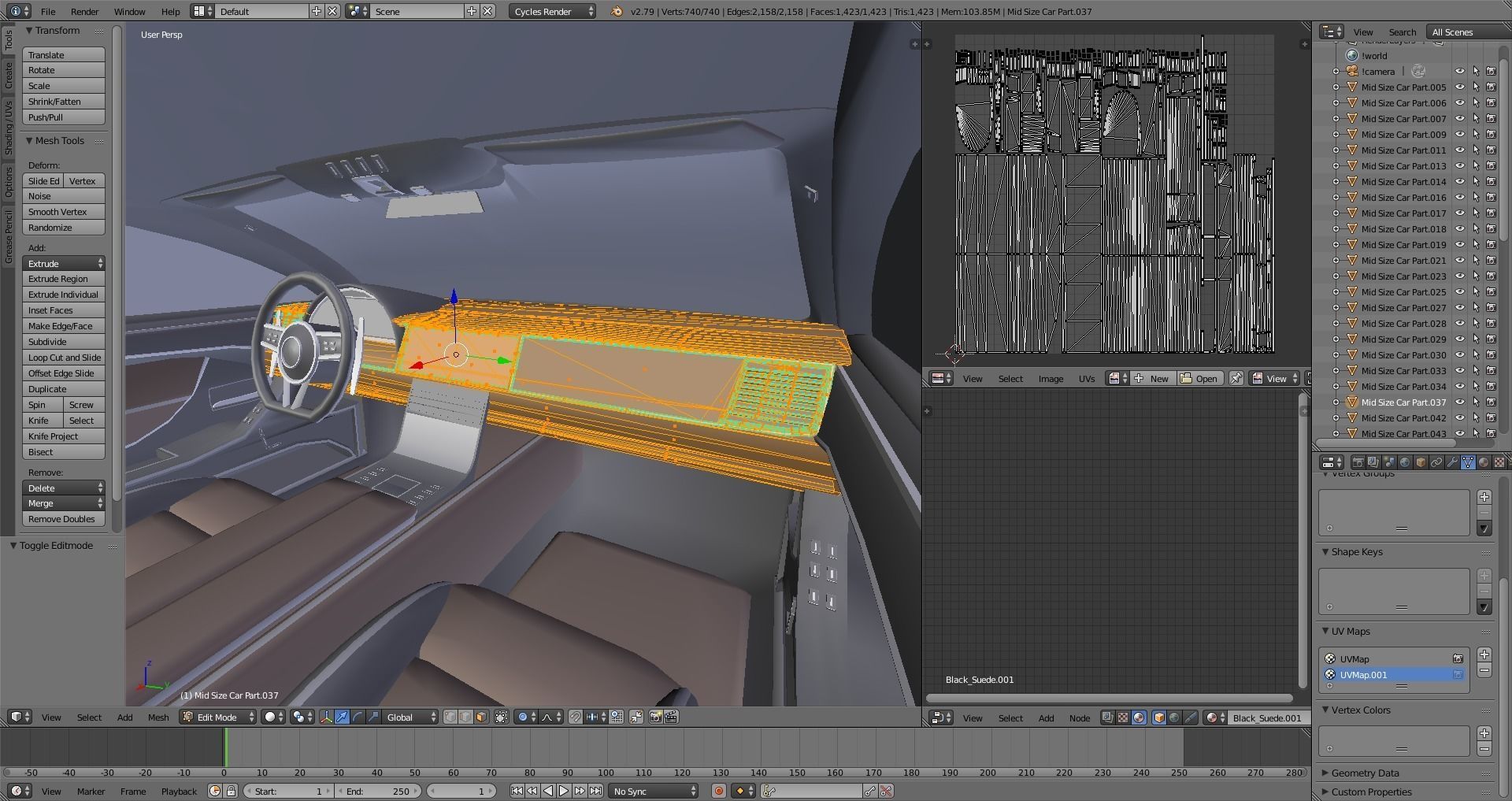 Generic Mid Size 4 Door Sedan Low-poly 3D model_12