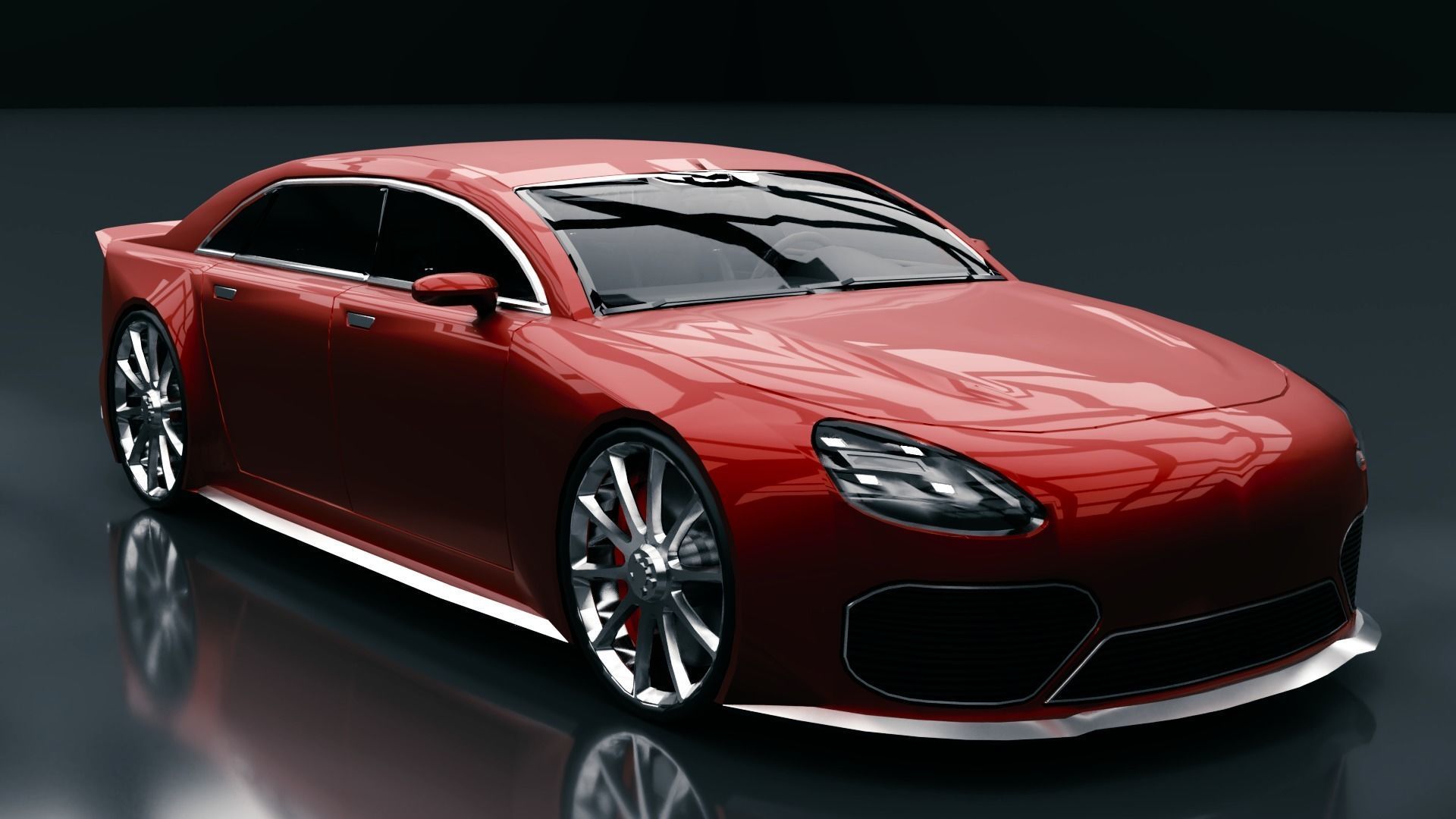 Generic Mid Size 4 Door Sedan Low-poly 3D model_1