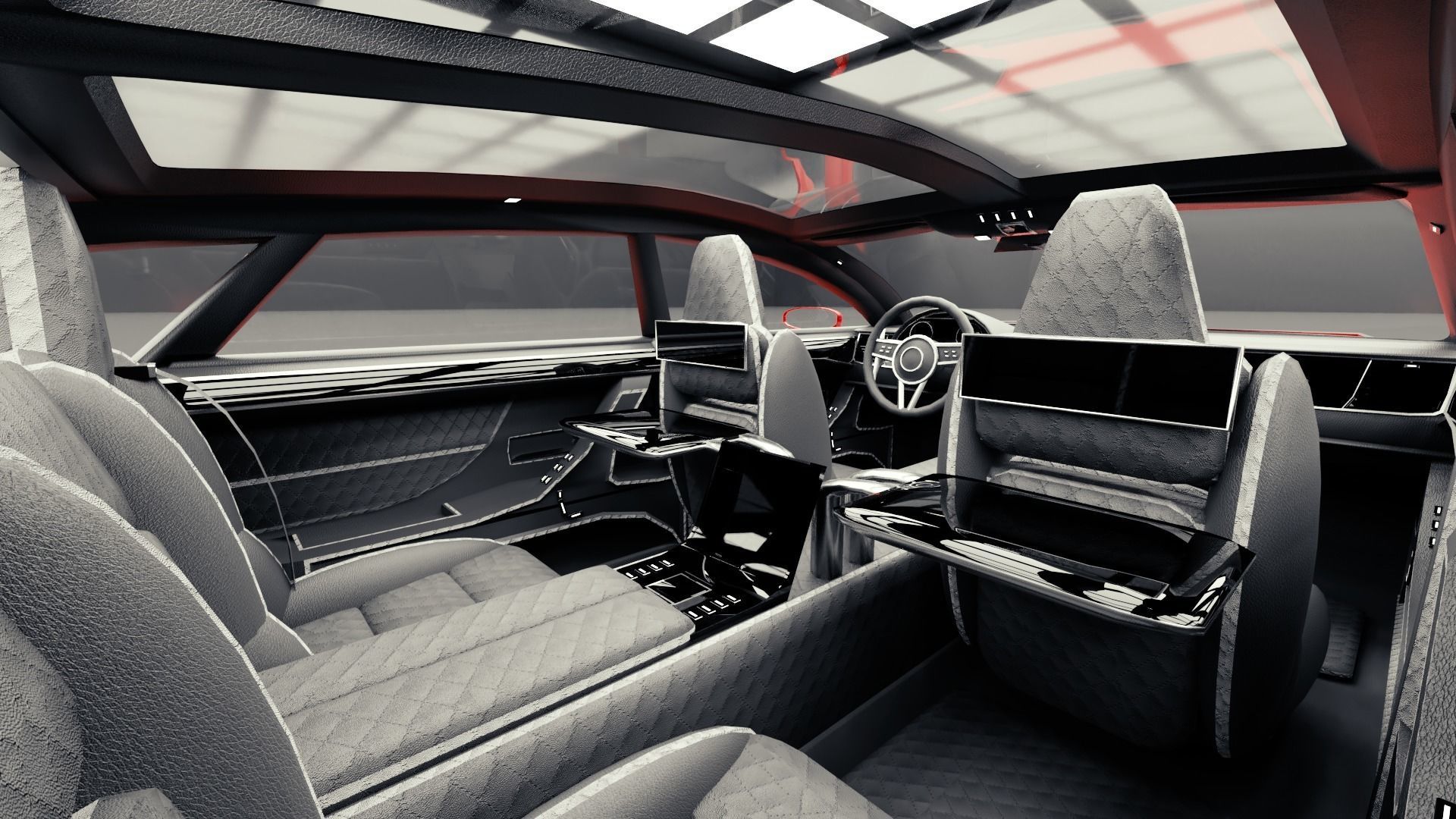 Generic Extended Wheelbase 4 Door Coupe Low-poly 3D model_8