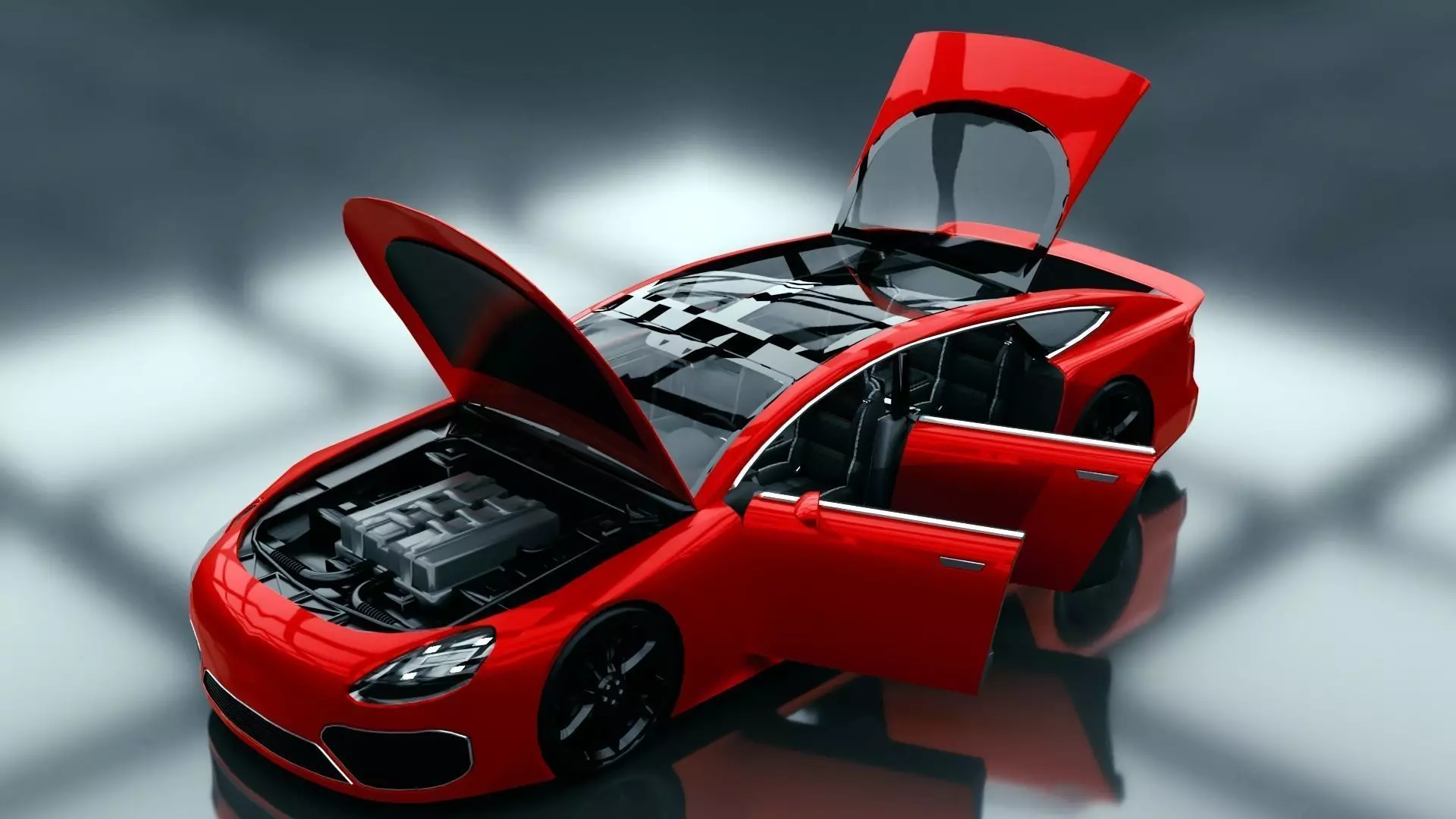 Generic Extended Wheelbase 4 Door Coupe Low-poly 3D model_0