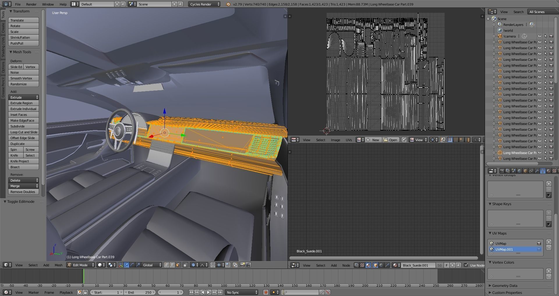 Generic Extended Wheelbase 4 Door Coupe Low-poly 3D model_12