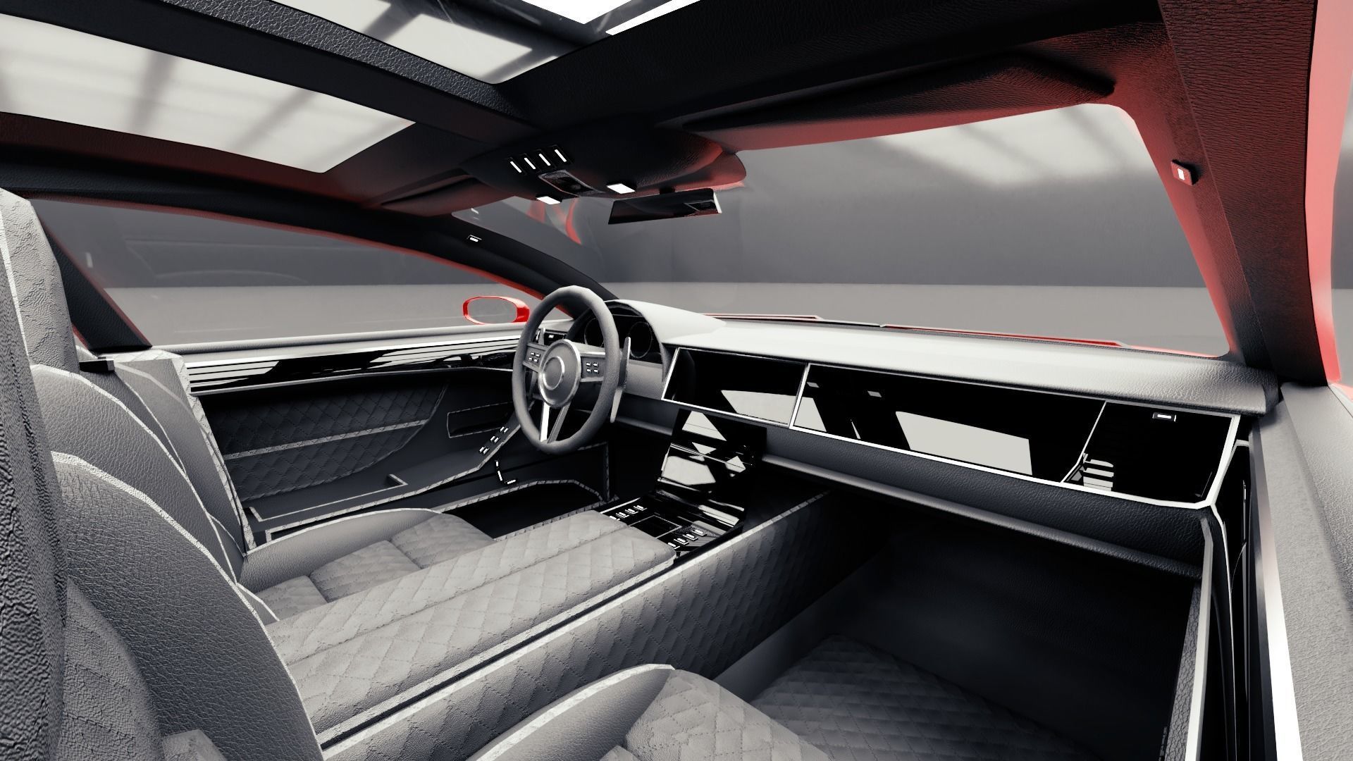 Generic Extended Wheelbase 4 Door Coupe Low-poly 3D model_6