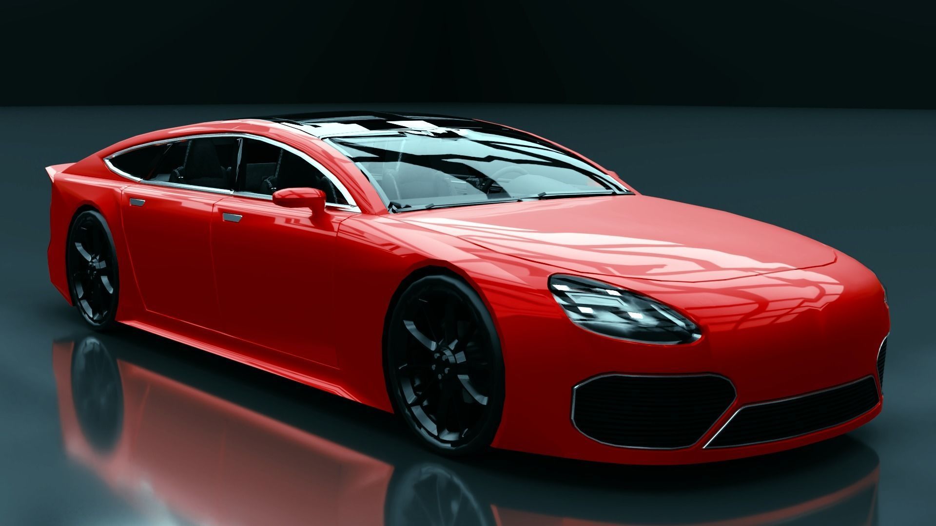 Generic Extended Wheelbase 4 Door Coupe Low-poly 3D model_1