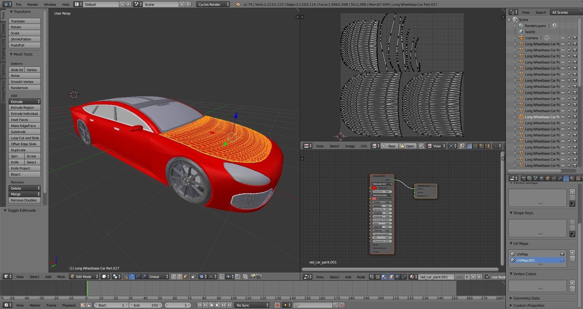 Generic Extended Wheelbase 4 Door Coupe Low-poly 3D model_11