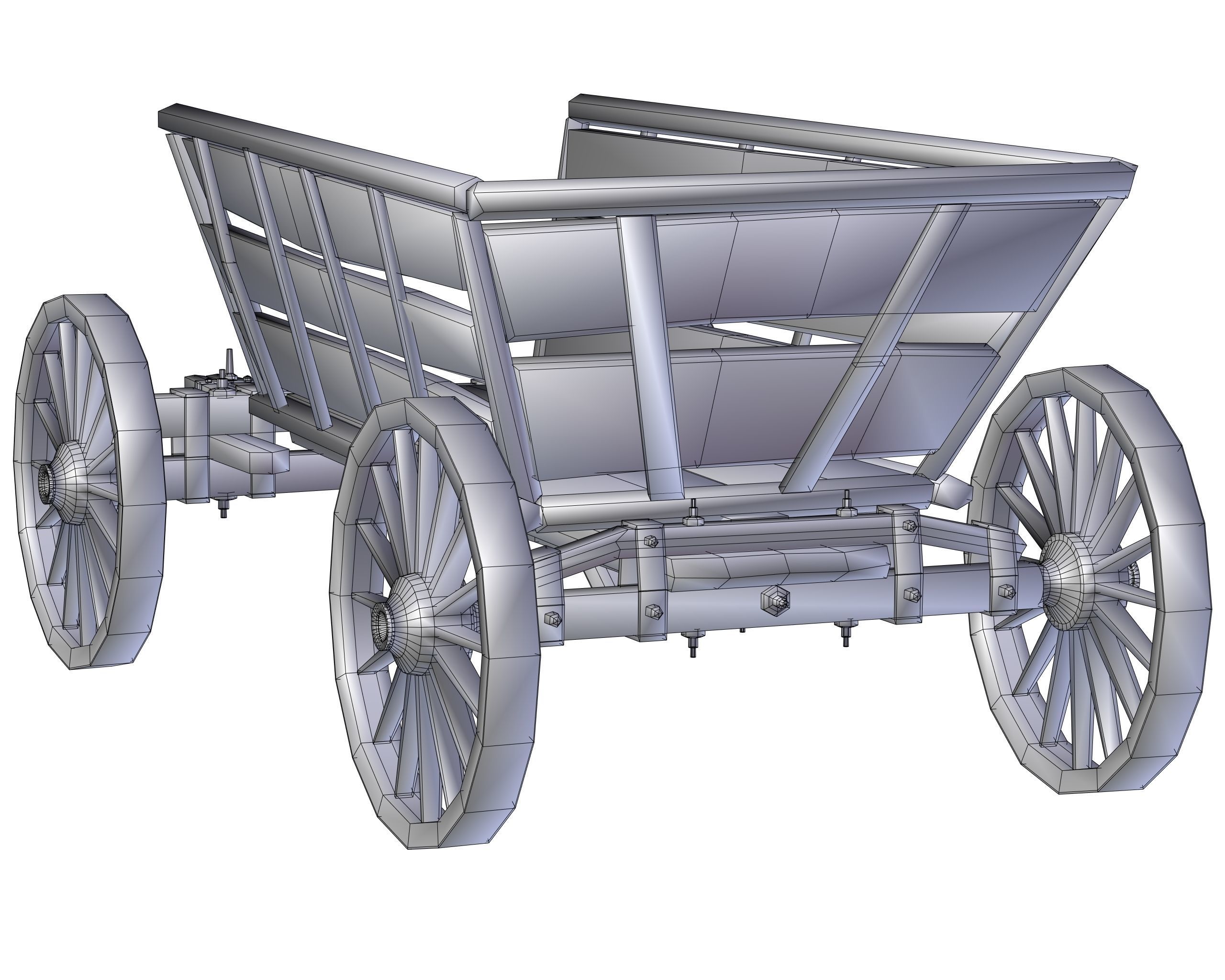 Wooden Cart Free low-poly 3D model_23